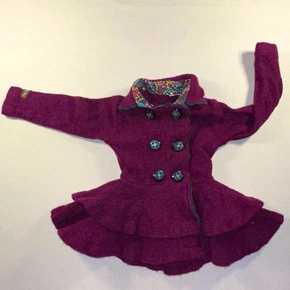 Matilda Jane Other - Matilda Jane • Size 2t Hawthorne Wool Jacket Coat Burgundy Warm Flowers Pea Coat
